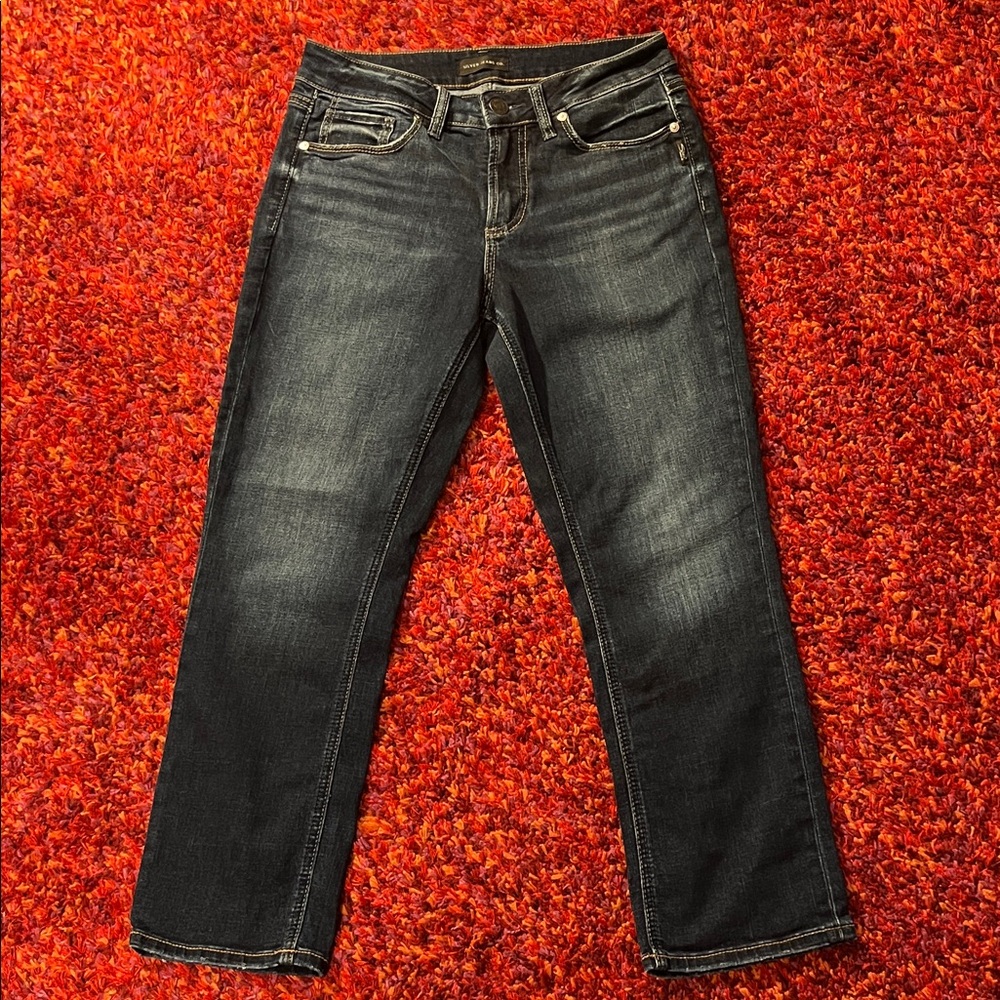 Silver Suki Cropped Woman’s Dark Wash Straight Jeans